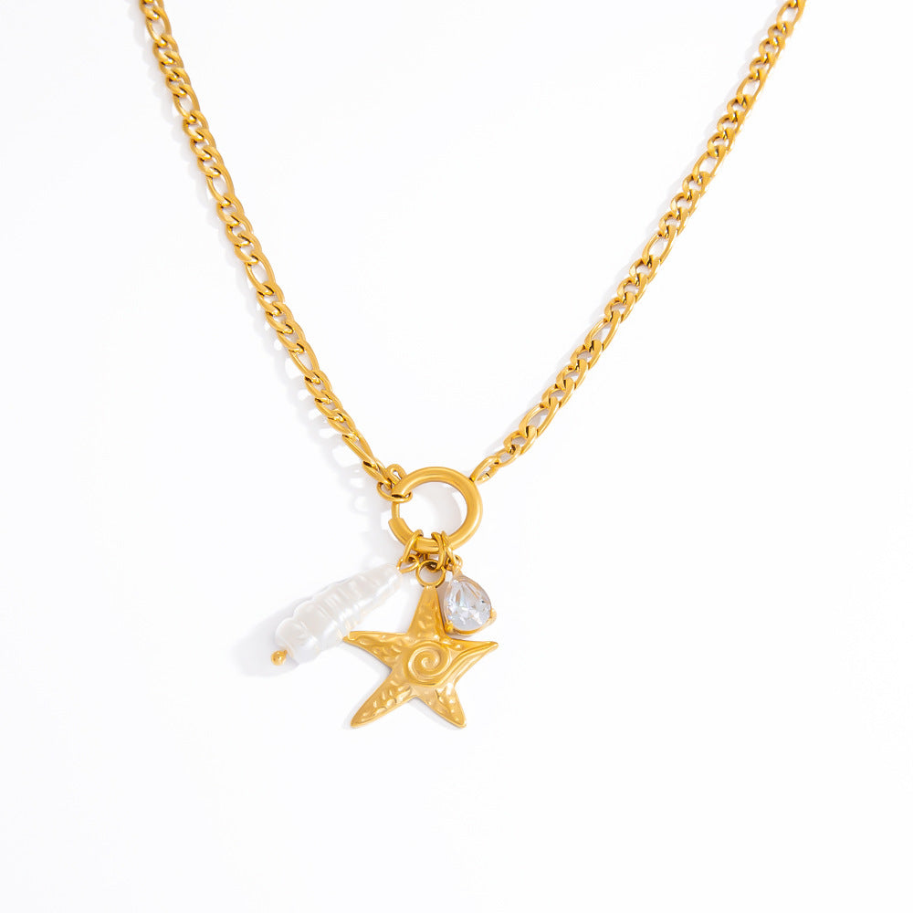 Double-layer Twin Titanium Steel Pendant Clavicle Chain