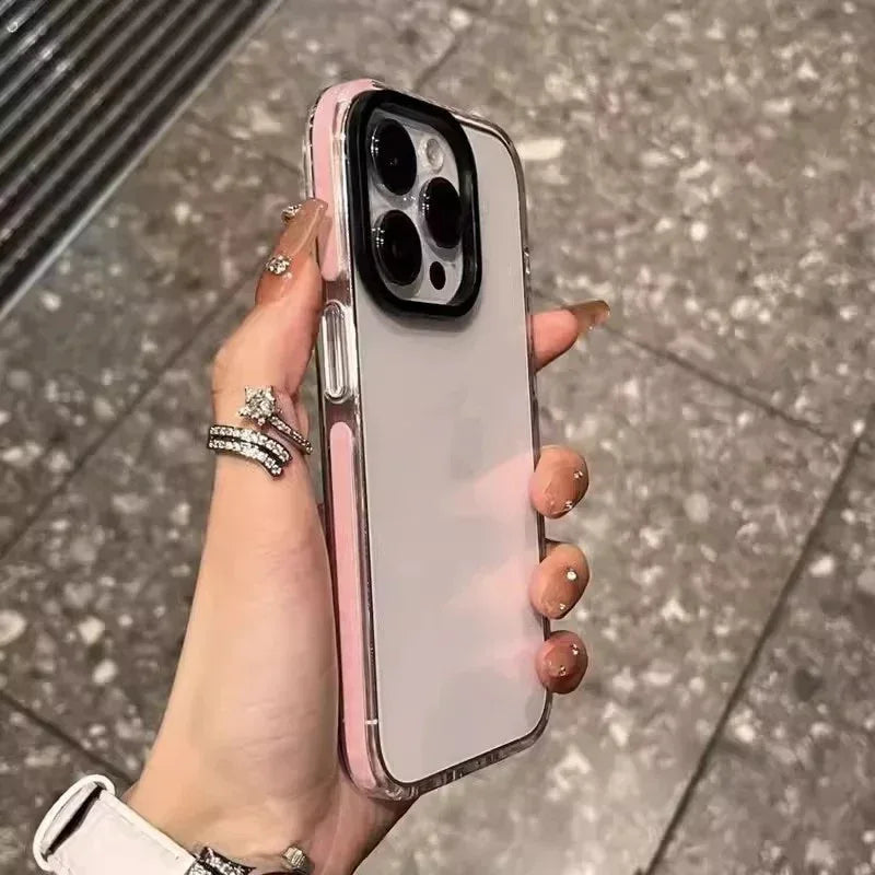 Contrast Color Transparent Drop-resistant iPhone Case - Viexta