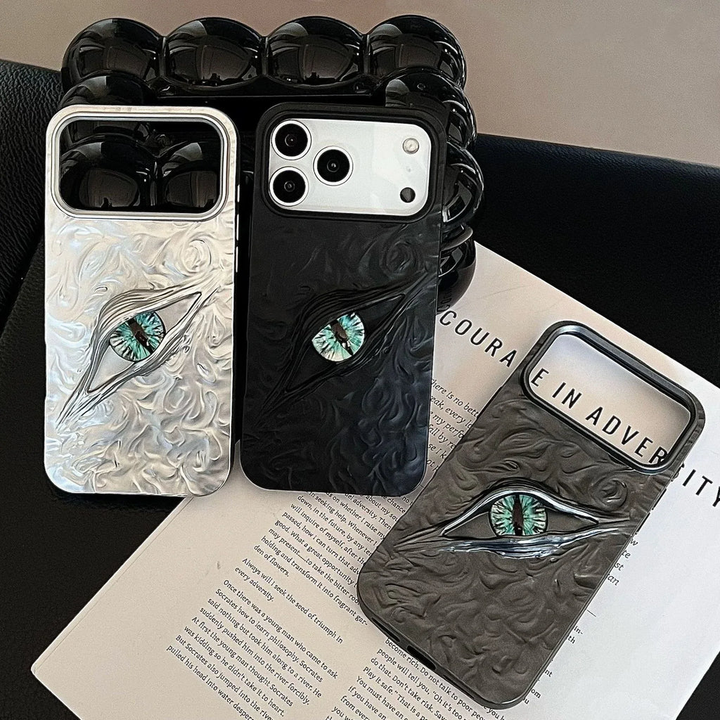 High-grade Electroplated Tin Paper Pattern Stereo Eyes iPhone Case - Viexta