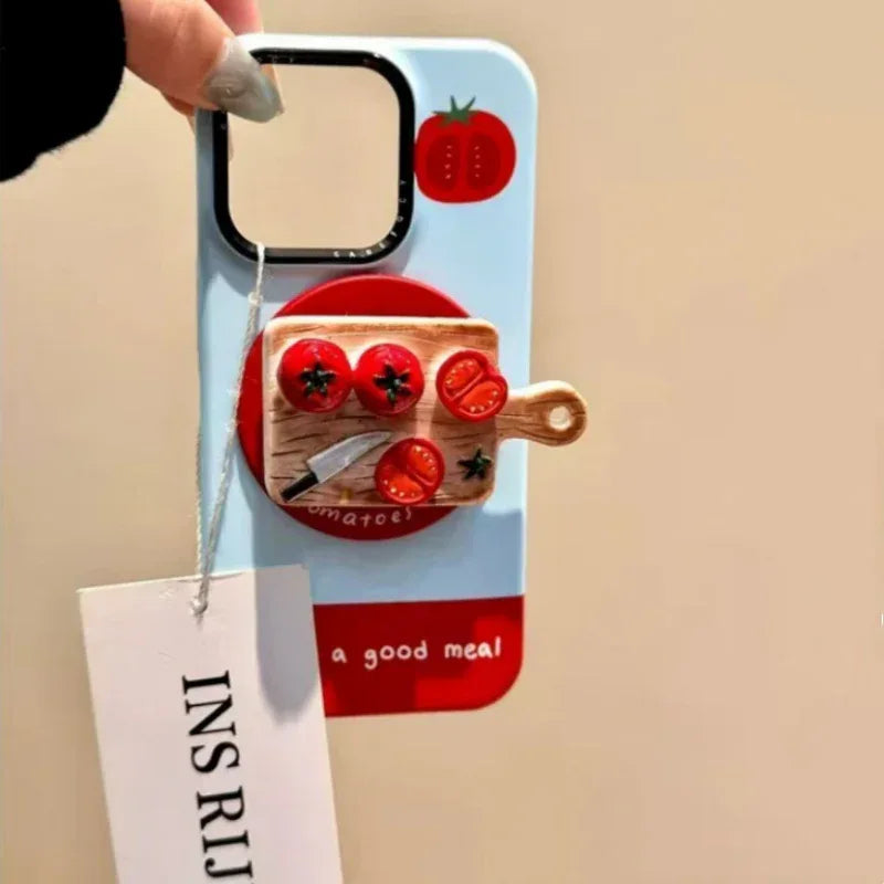 Cute Tomato Cutting Board Magnetic Bracket iPhone Case - Viexta