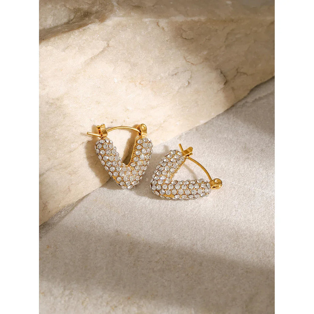 Fashion Hollowed-out Cabas Inlaid Rhinestone Earrings - Viexta