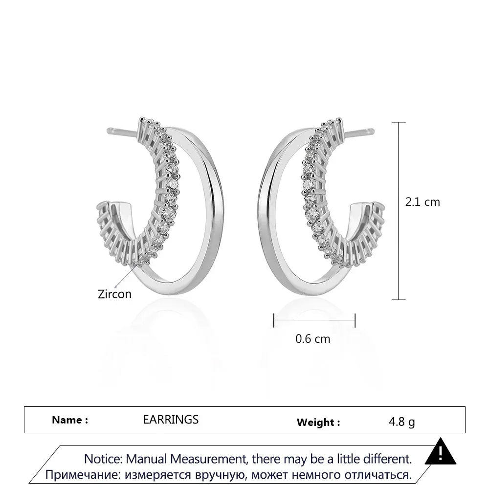 Hexagon Zircon-embedded Earrings - Viexta