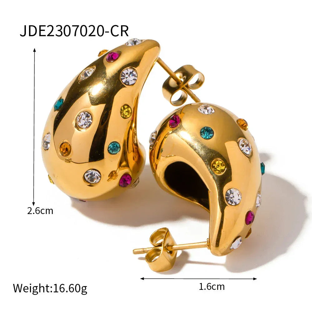 18k-gold-chubby-water-drop-titanium-steel-earrings - Viexta