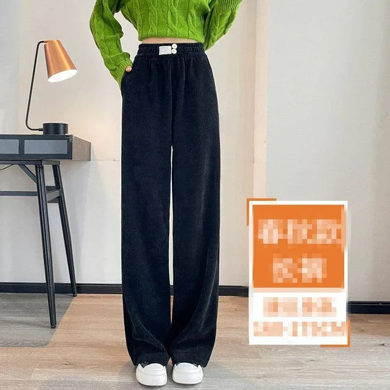 Thick Lambskin Women's Wide-leg Pants Autumn And Winter Loose - Viexta