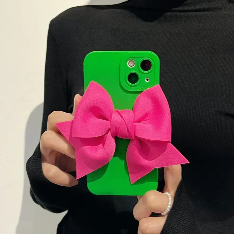 Hot Girl Contrast Color Bow Silicon Soft iPhone Case - Viexta