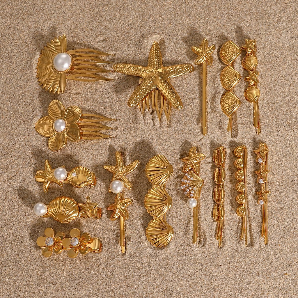 Stainless steel shell hair clip with bangs and metal hair accessories