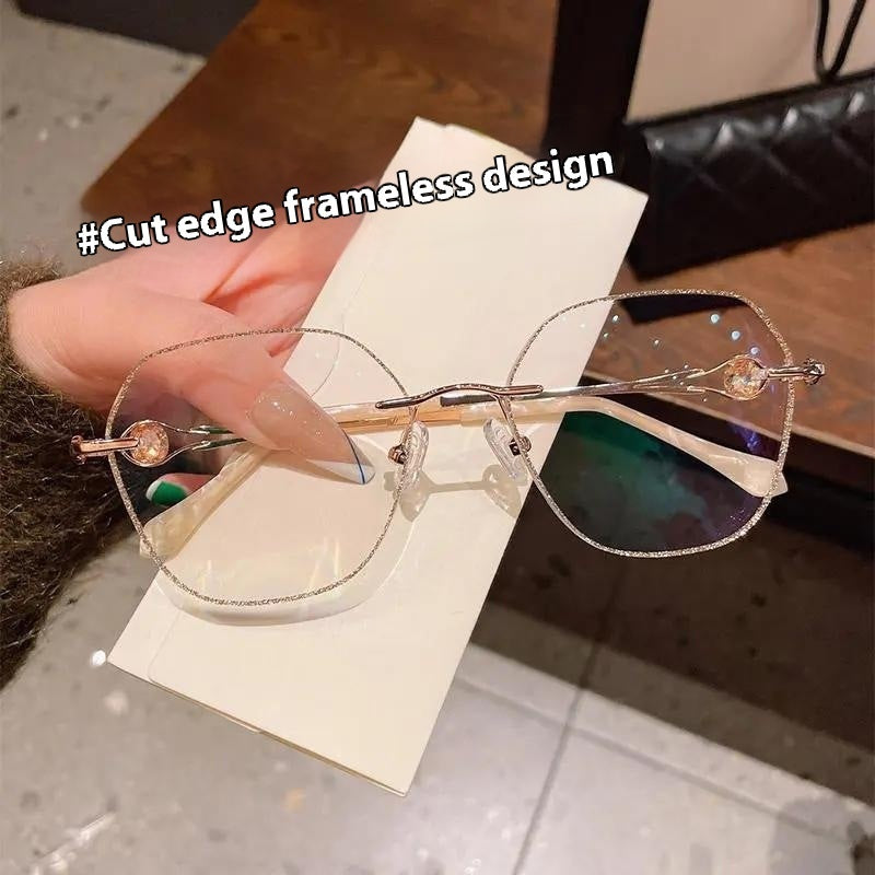 Champagne Gold Frameless Polygon Anti-blue Glasses