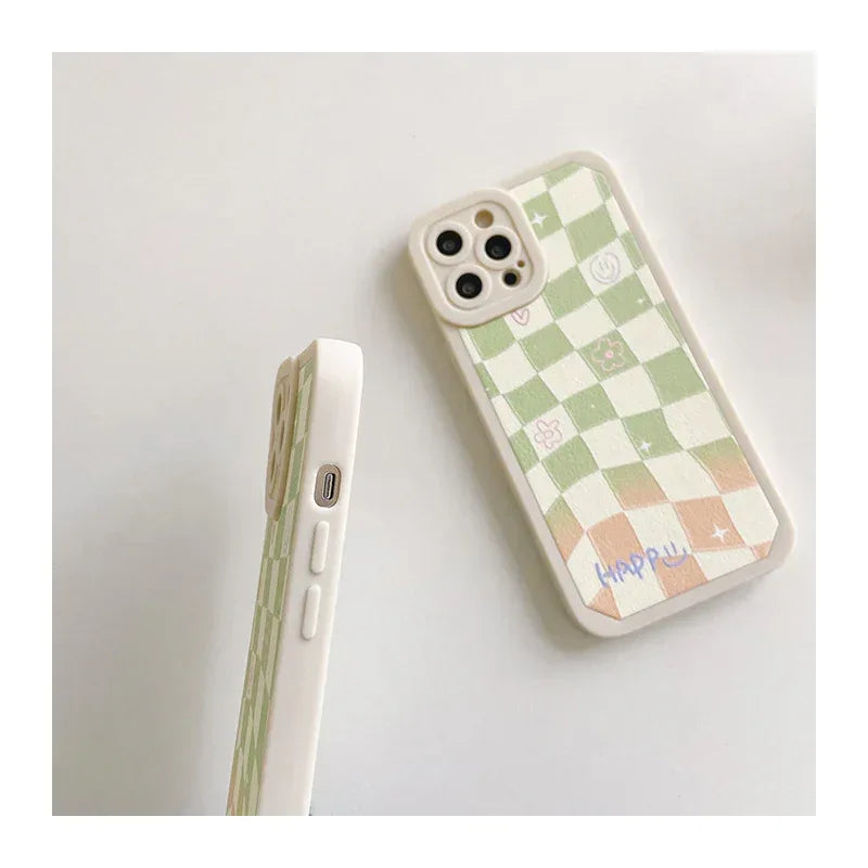 Checkerboard Flower Smile iPhone Case - Viexta
