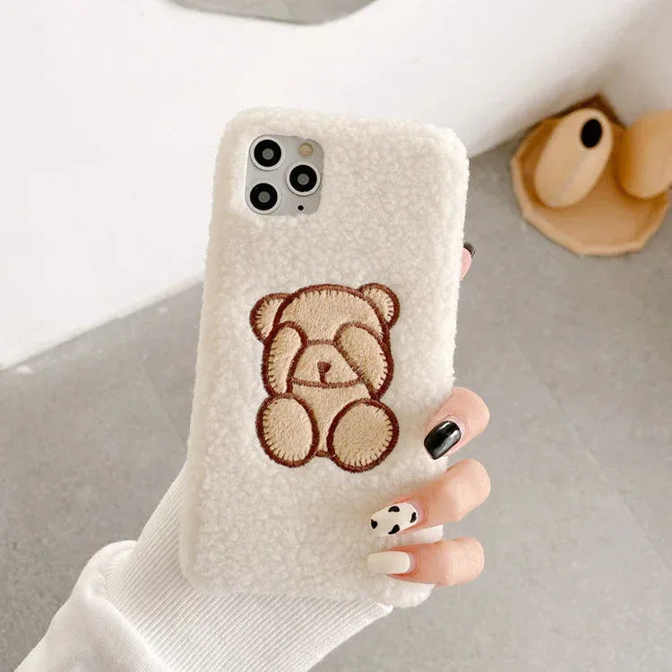 Cute bear velvet iPhone Case - Viexta