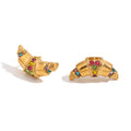 Stainless Steel Horn Shaped Rhinestone Studs - Viexta
