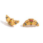 Stainless Steel Horn Shaped Rhinestone Studs