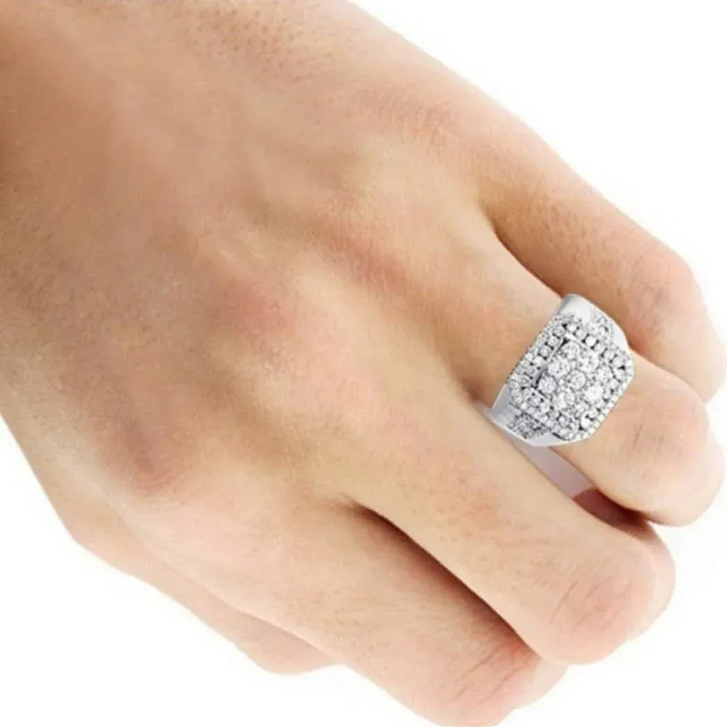 silver-square-diamond-ring - Viexta