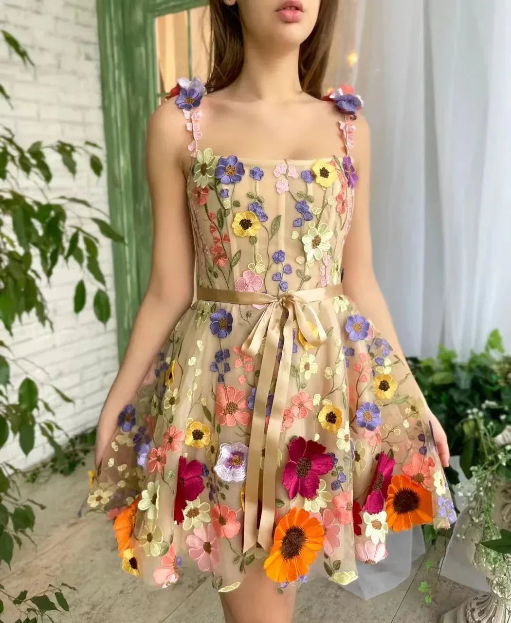 Flower Embroidery Summer Dress - Viexta