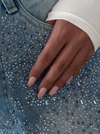Irregular Rhinestone Jeans - Viexta