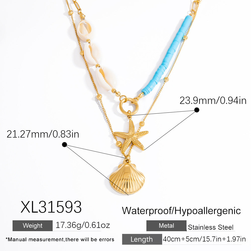 Double-layer Twin Titanium Steel Pendant Clavicle Chain