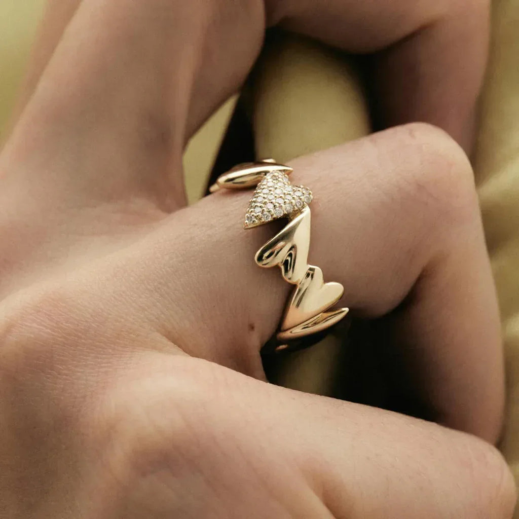 18k-gold-zircon-irregular-heart-ring - Viexta