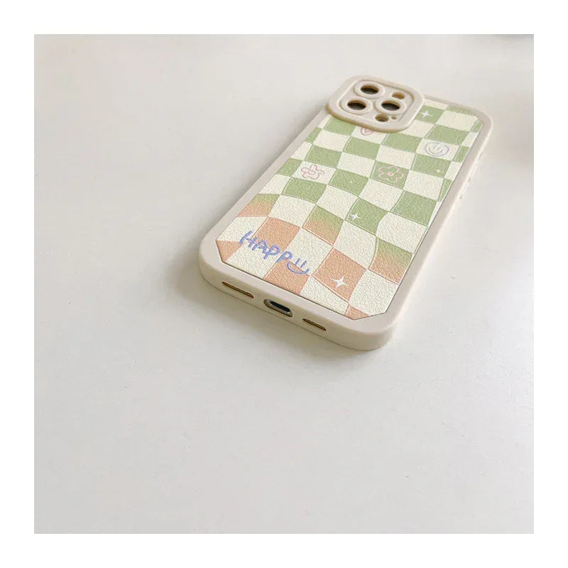 Checkerboard Flower Smile iPhone Case - Viexta