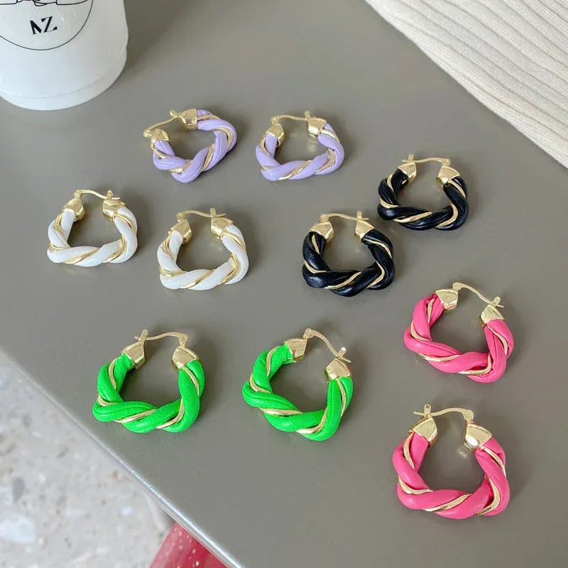 Leather Twist Earrings. - Viexta