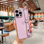 Electroplated Hollow Heart Wrist iPhone Case - Viexta