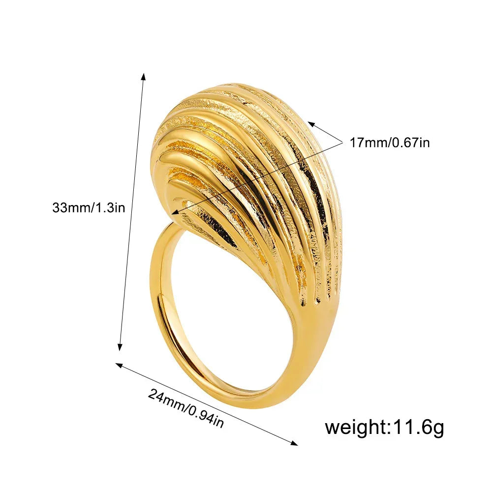 irregular-titanium-steel-ring-with-water-droplet-knot-opening - Viexta