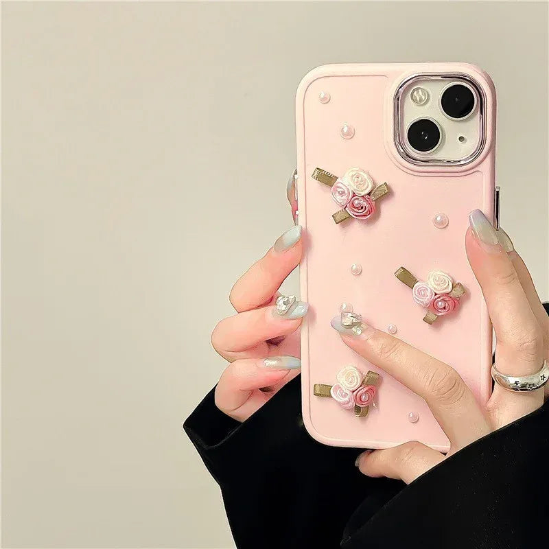three-dimensional-pearl-small-flower-iphone-case - Viexta