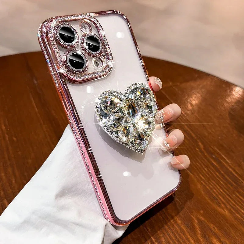 silicone-edge-diamond-love-bracket-iphone-case - Viexta