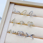 Micro Inlaid Zircon Geometric Ring