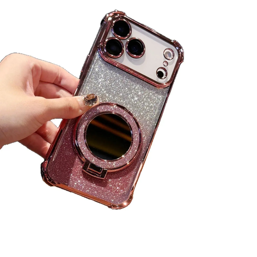 Glitter Mirror Magnetic Bracket iPhone Case - Viexta