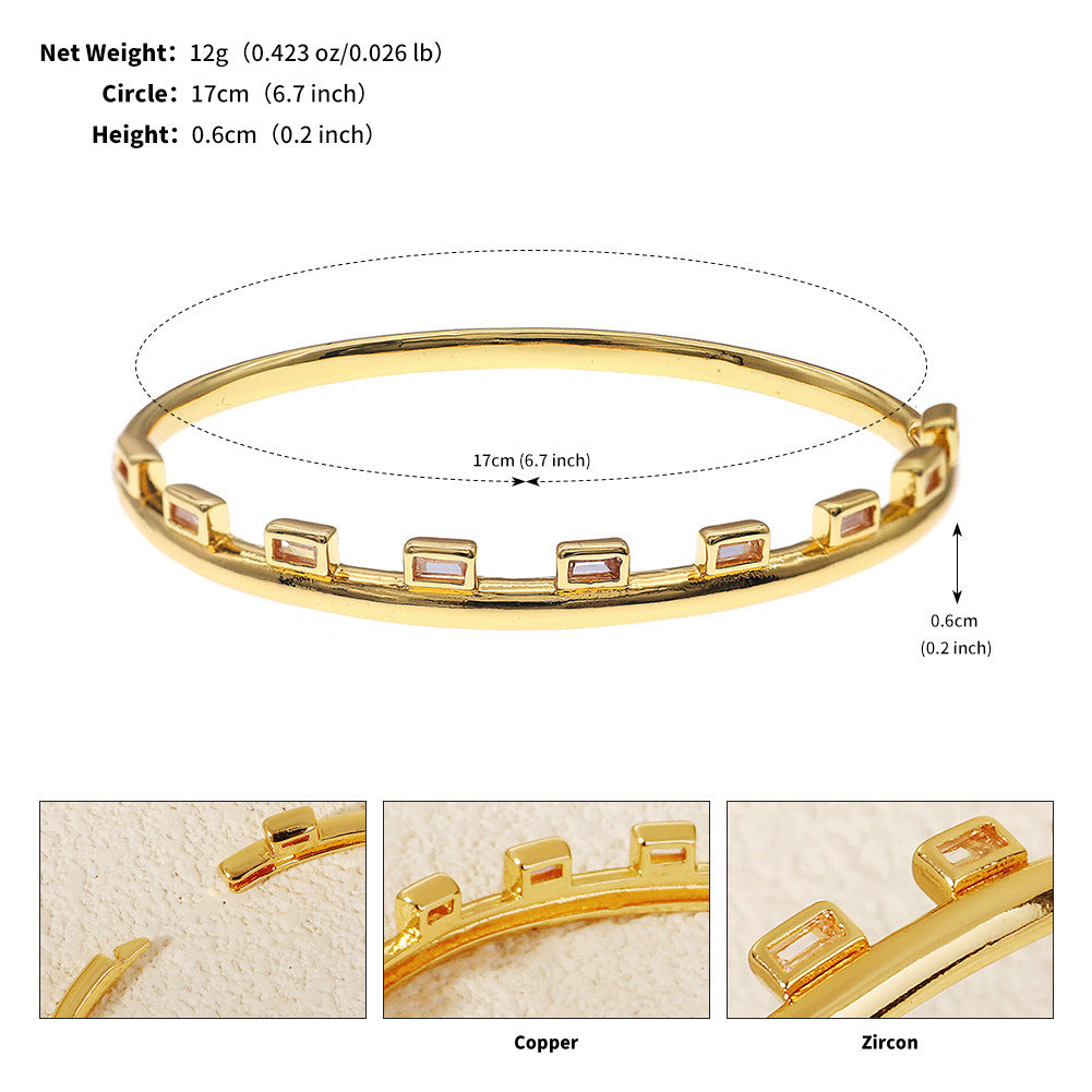 Light Luxury Zircon Fashion Open Cuff Bangle