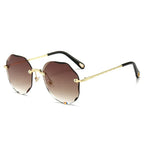 Polygonal Rimless Trimmed Sunglasses - Viexta