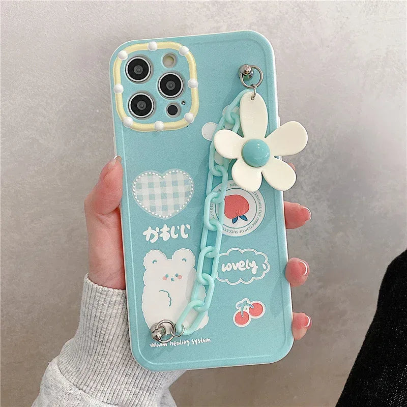 Mint Green Flower Chain iPhone case - Viexta