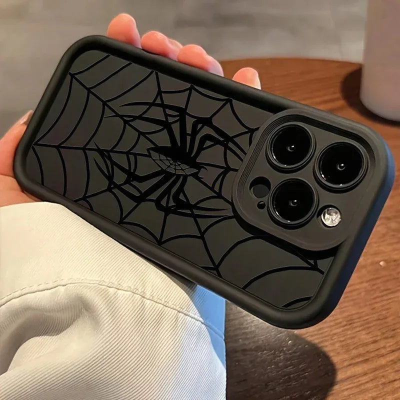 Black Spider Web Phone Case Silicone All-inclusive Drop-resistant - Viexta