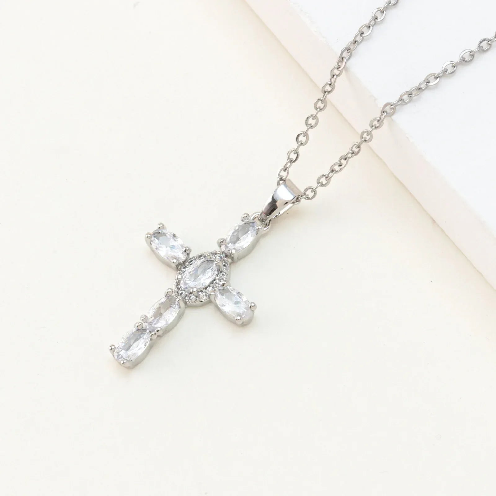 cross-pendant-colorful-zircon-delicate-chain - Viexta