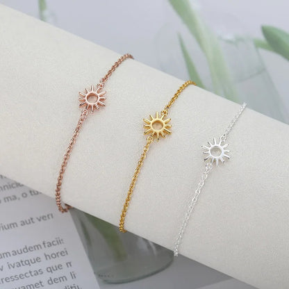 Sun Hollow Pendant 18K Gold Stainless Steel Necklace//bracelet