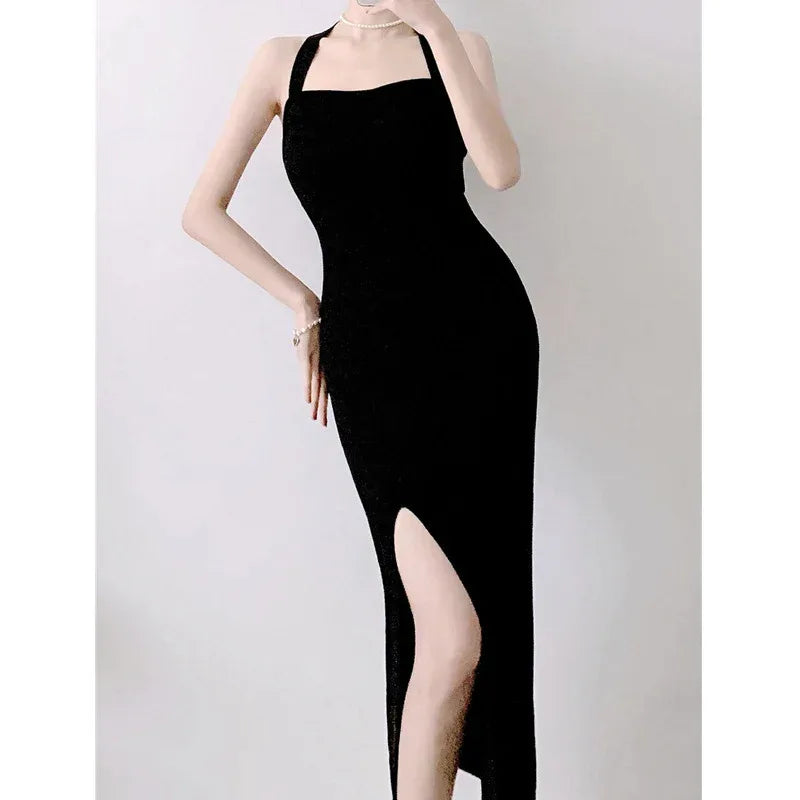 Backless Strap Split Dress - Viexta