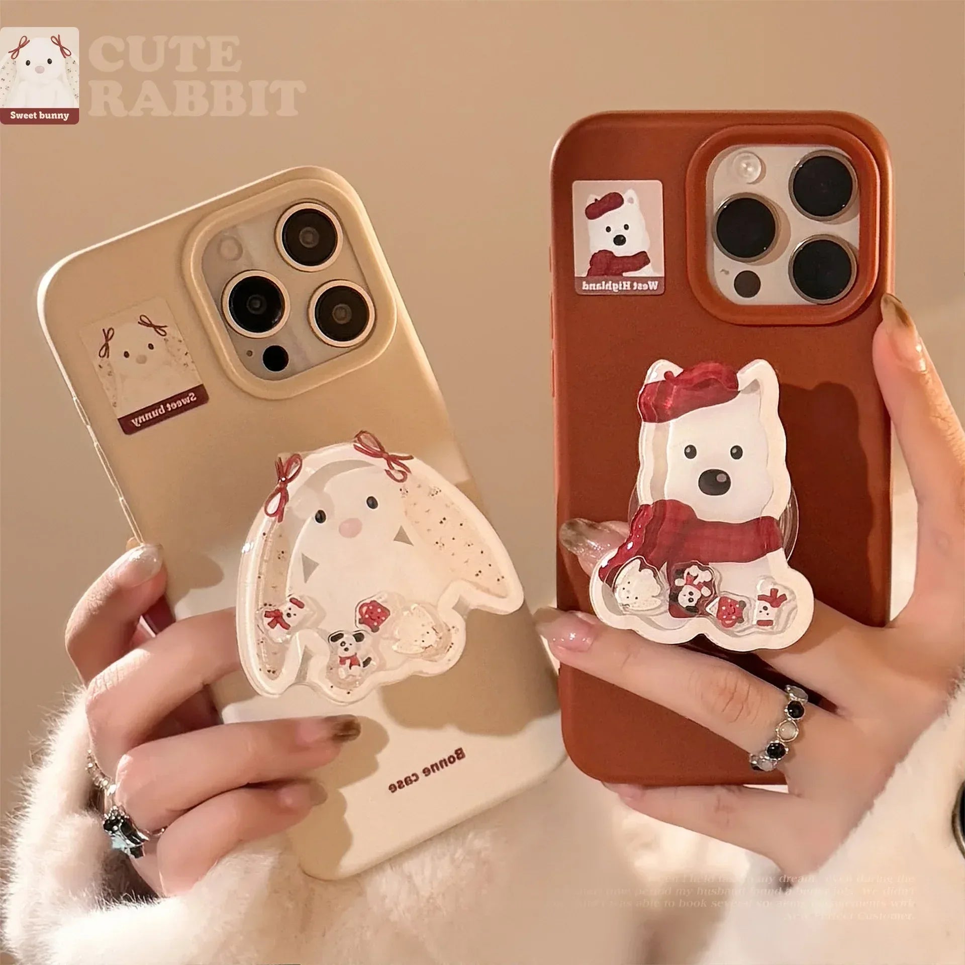 Cartoon Animal Shaker Stand iPhone Case In Silicone - Viexta