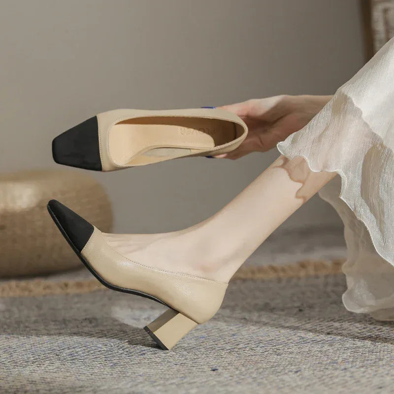 Classic Low-cut Mid Heel High Heels - Viexta