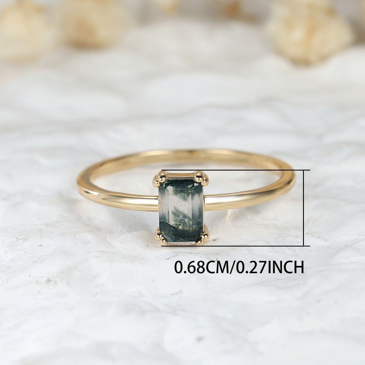 Retro Rectangular Agate Ring