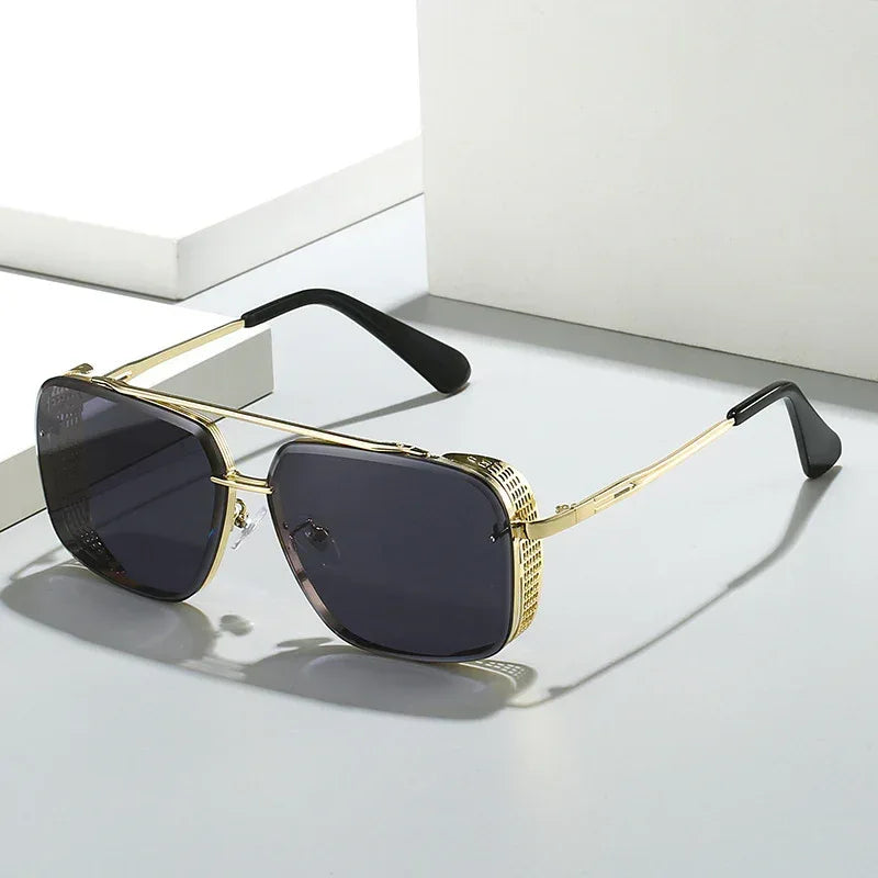 Gradient A Wire Fence Edge Retro Sunglasses - Viexta