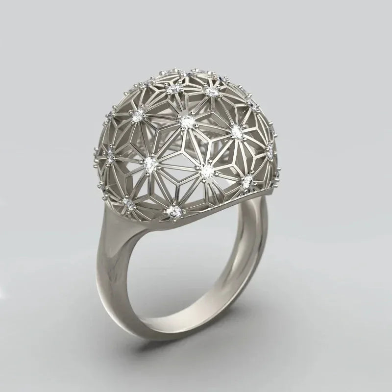 Hollow Spherical Diamond-studded Ring - Viexta