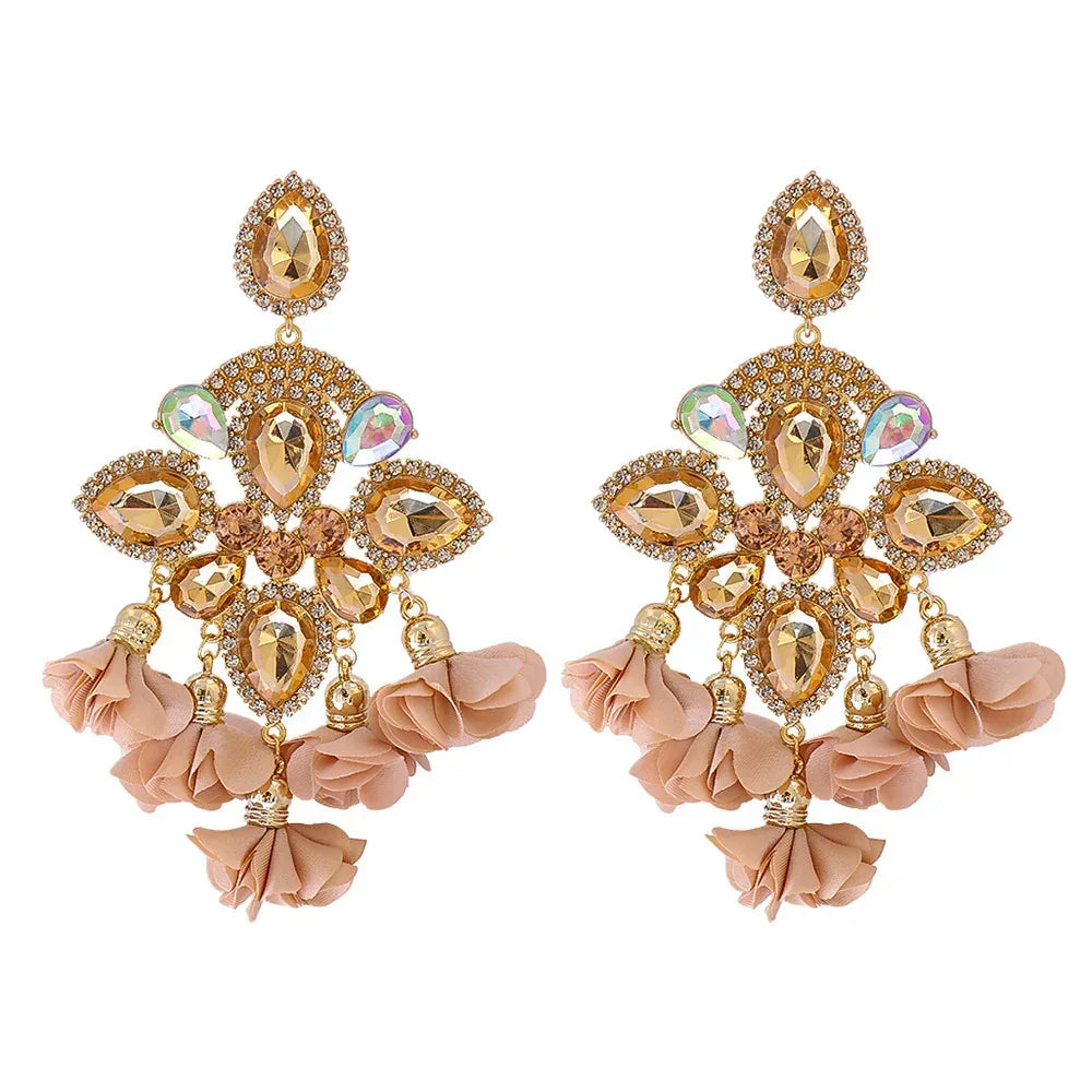 Bohemia Color Diamond Flower Earrings - Viexta
