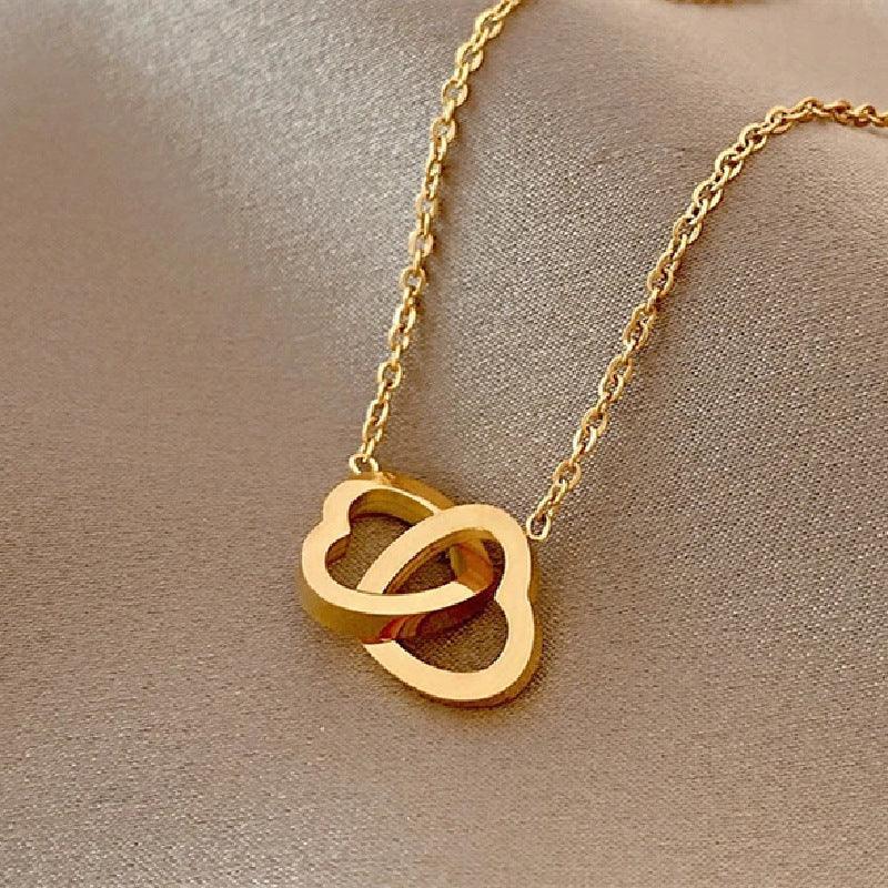 Inlaid Zircon Stainless Steel Combination Necklace - Viexta