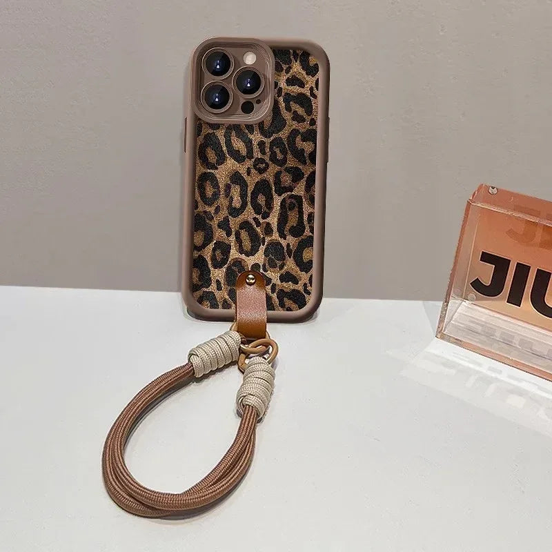 leopard-print-lanyard-iphone-case - Viexta