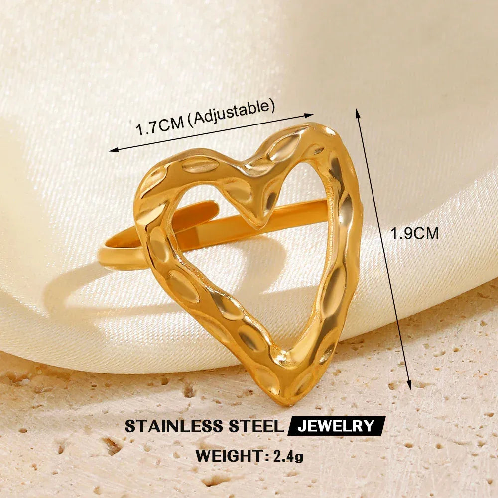 Stainless Steel Heart-shaped Ring - Viexta