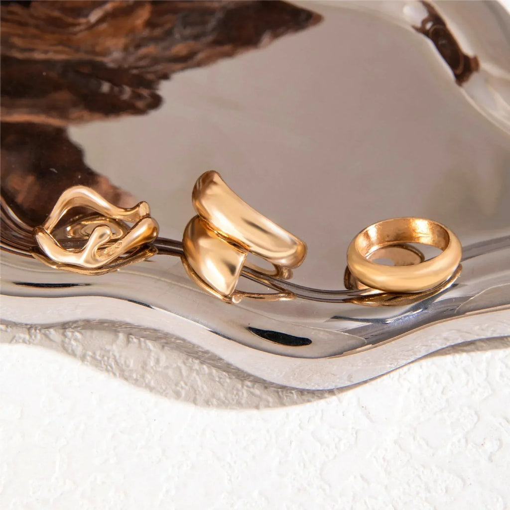 set-wave-bracelet-niche-cross-winding-glossy-ring - Viexta