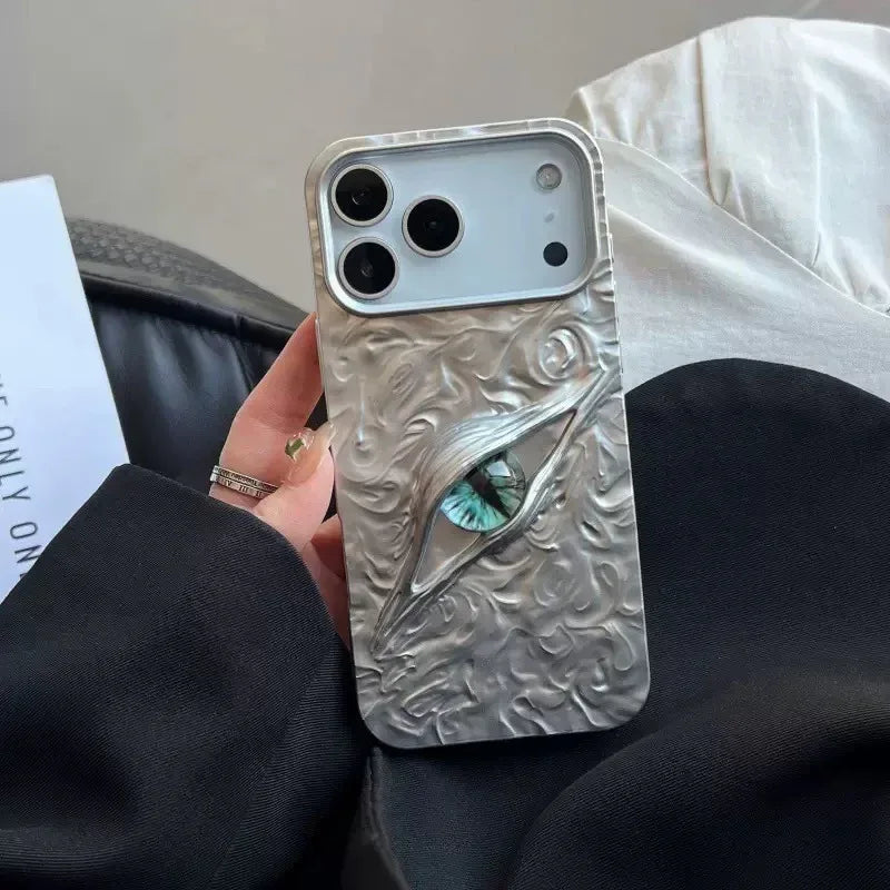 High-grade Electroplated Tin Paper Pattern Stereo Eyes iPhone Case - Viexta
