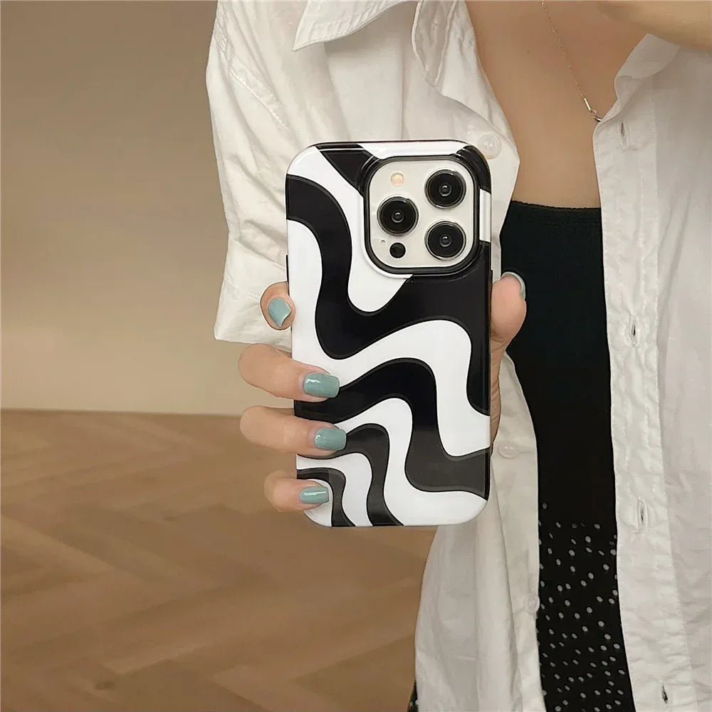 Black And White Irregular Stripes iPhone Case - Viexta