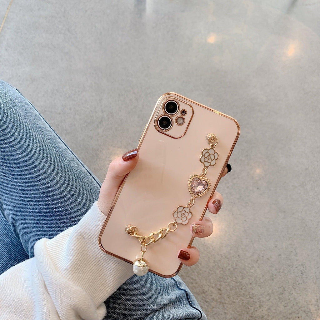 Camellia Electroplating Bracelet Soft iPhone Case - Viexta
