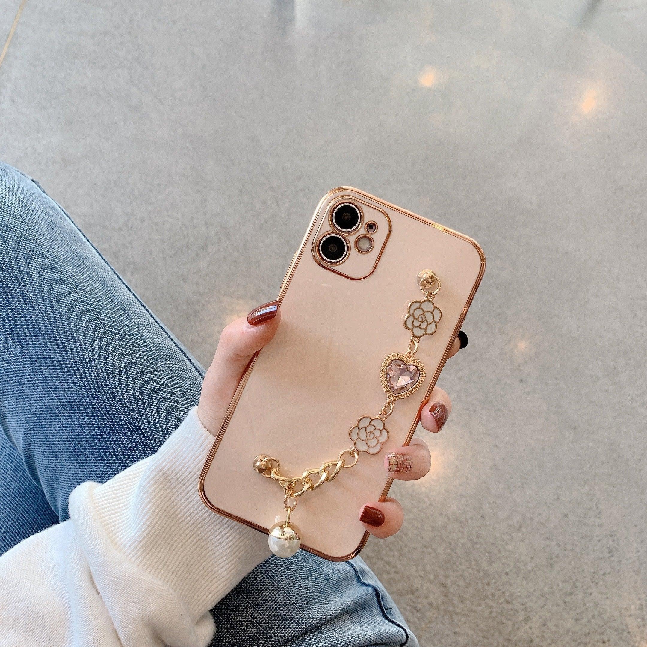 Camellia Electroplating Bracelet Soft iPhone Case - Viexta