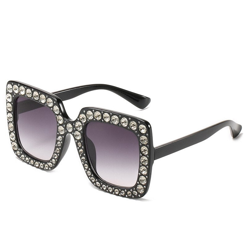 Vintage Oversized Square Colorful Diamond Sunglasses